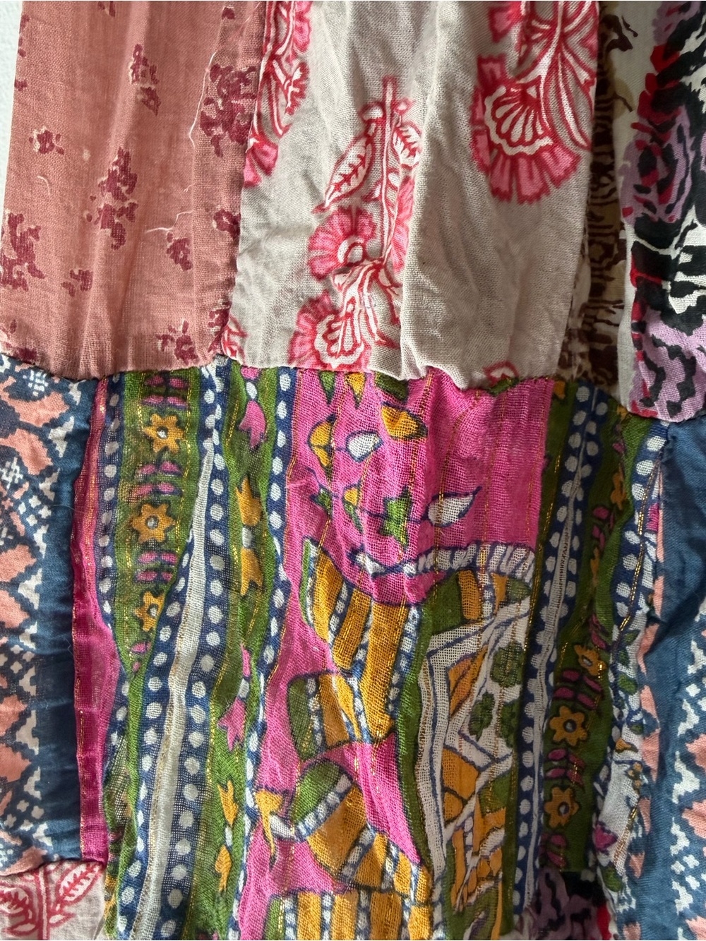 Patchwork Cotton Colorful Pull On Boho Festival Maxi Skirt - Picture 3 of 13
